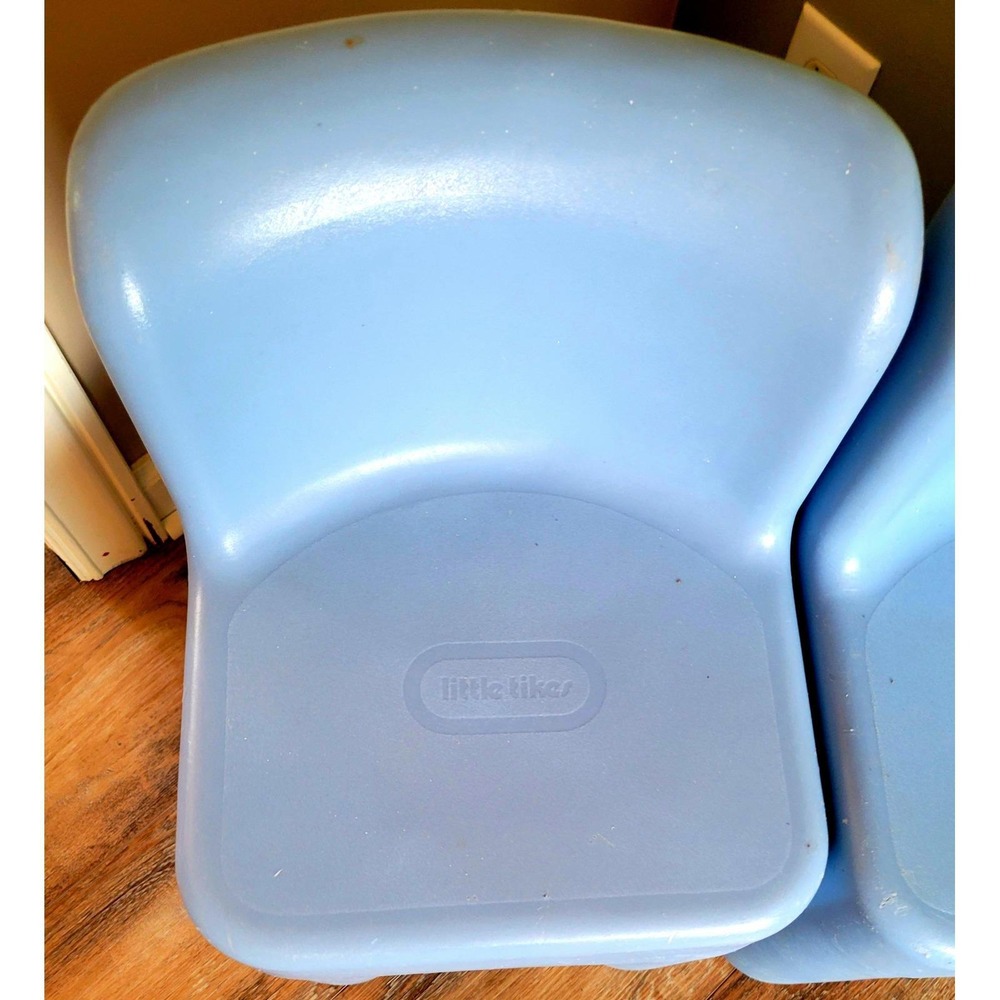 Vintage 19" Little Tikes Blue Chunky Chairs Plastic Toddler Child Sized Set of 2 - Picture 2 of 5